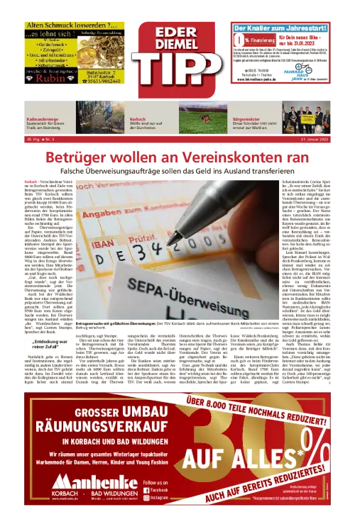 Eder-Diemel-Tipp Waldeck + Heimatnachrichten Frankenberg Cover